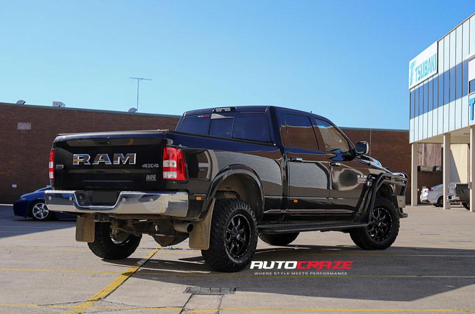 DODGE RAM MO970 SATIN BLACK MILLED ACCENTS